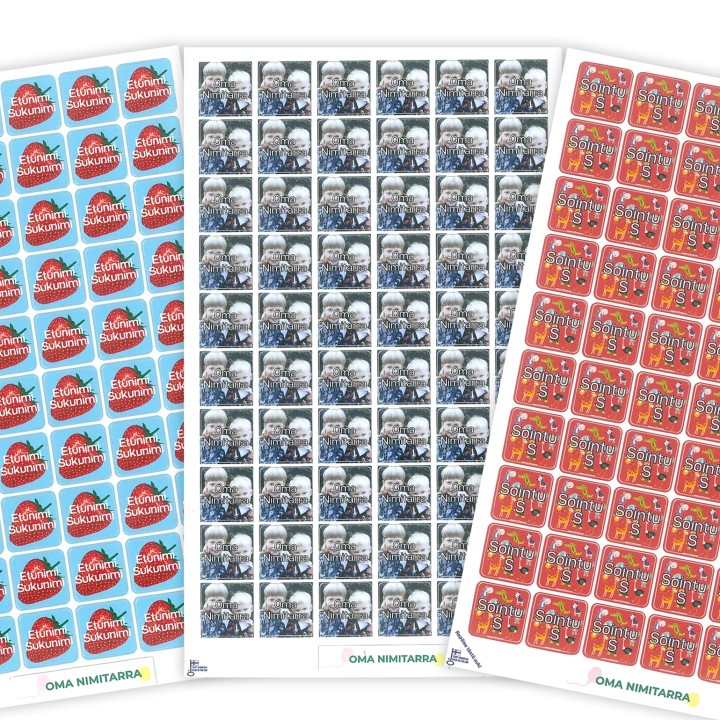 Tilaa neliön mallinen nimitarra omalla kuvalla netistä | Omanimitarra.fi